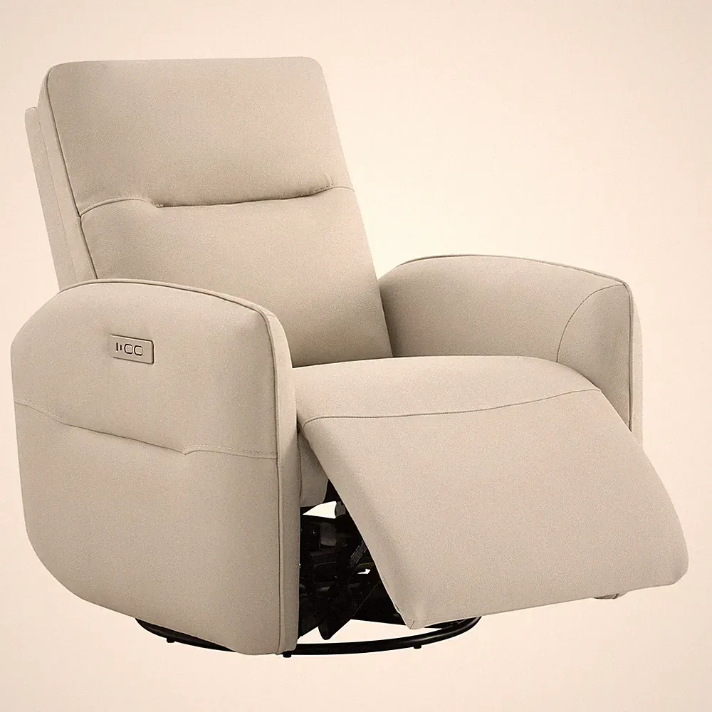 CHITA Faux Leather Power Recliner Chair, Rounded Back Swivel Glider Recliner