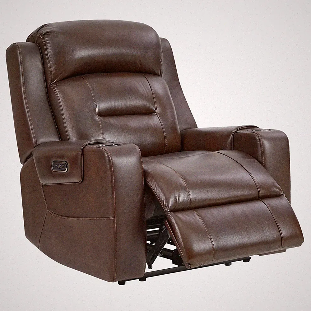CHITA Genuine Leather Power Recliner Chairs for Adults, Lay Flat Recliner