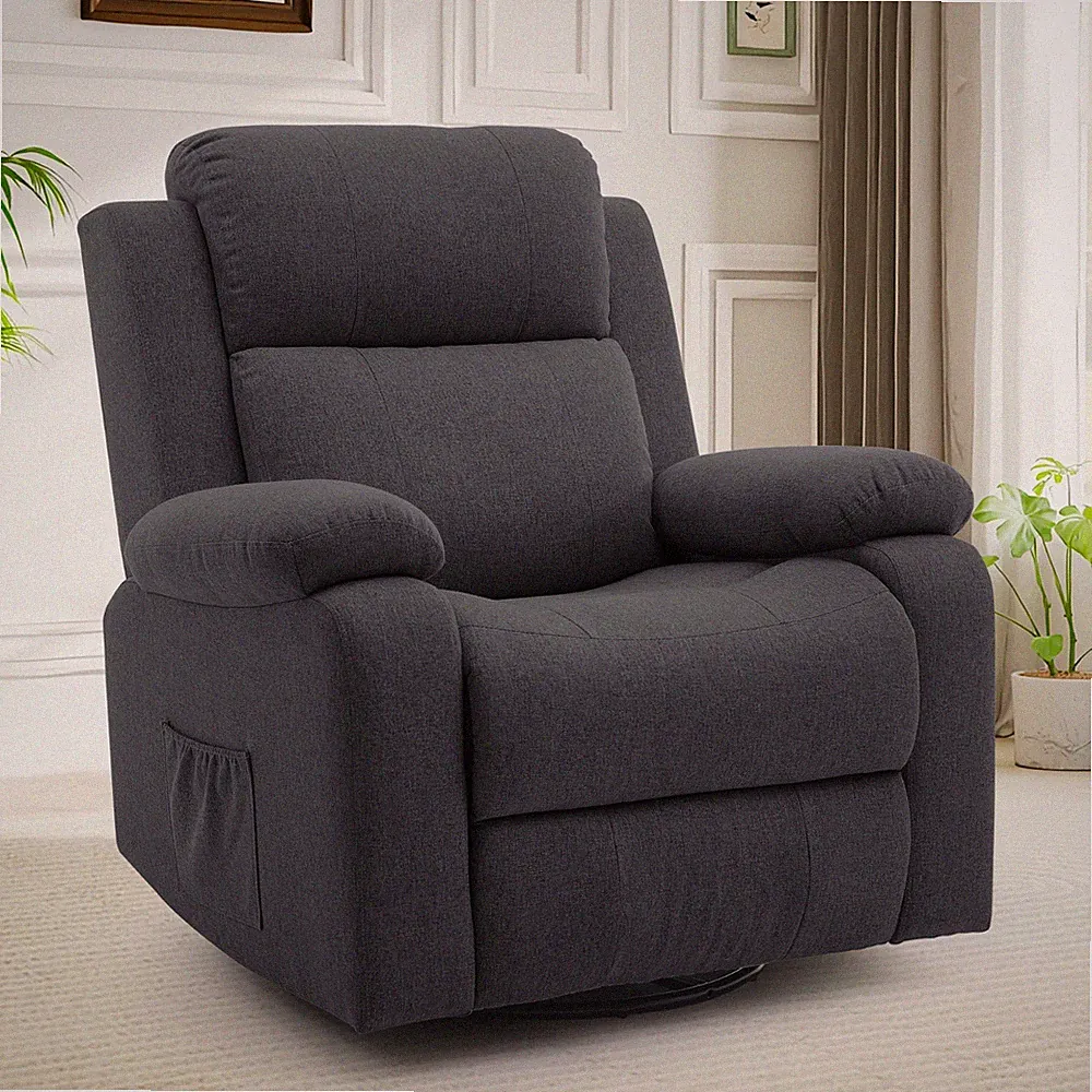 Korser Massage Swivel Rocker Recliner Chair Linen for Living Room