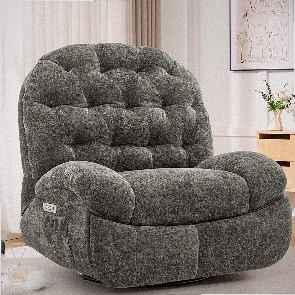 Korser Power Swivel Rocker Recliner Chair with USB Ports Chenille