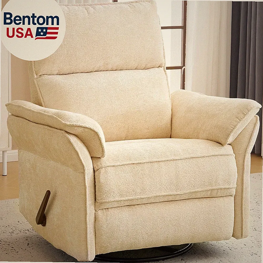 Oversized Recliner Chair, 26" Extra Wide 360° Swivel Rocker Recliner with Adjust