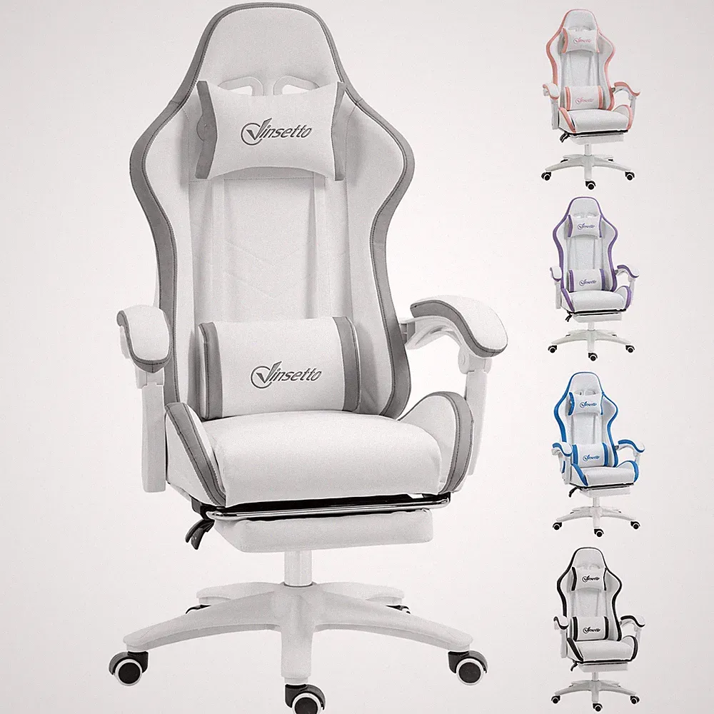 Vinsetto Racing Style Gaming Chair with Reclining Function Footrest, Grey